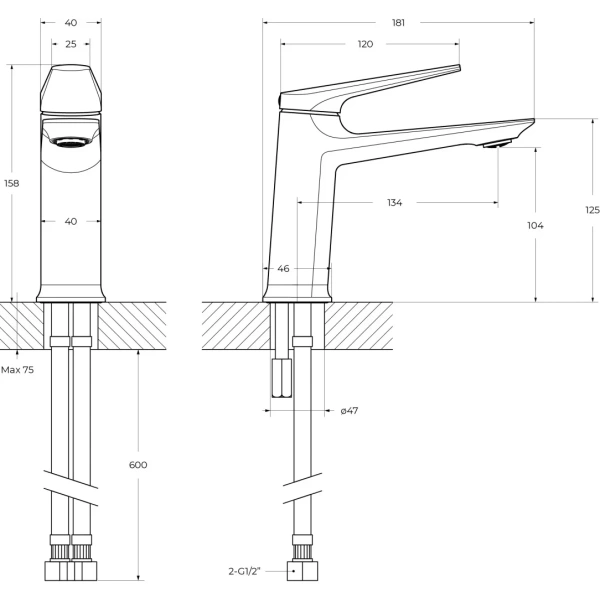смеситель для раковины cezares liner liner-ls-01-w0 без донного клапана, хром