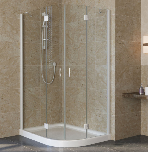 душевой уголок vegas glass afs-fux 120*90 01 01 профиль белый, стекло прозрачное