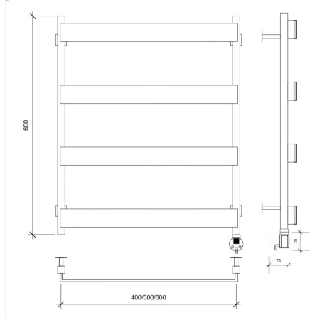 полотенцесушитель электрический 670x430 тэн правый secado кродо 4673739252338