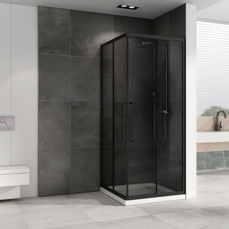 душевой уголок abber schwarzer diamant 100×100 ag02100bdtхh профиль черный, стекло тонированное
