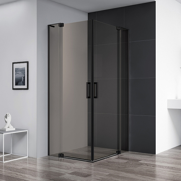 душевой уголок cezares slider 90x80 slider-ah-2-70/80-80/90-br-nero профиль черный матовый стекло бронзовое