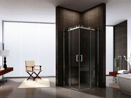 душевой уголок berges gelios 100×100 061027 профиль хром, стекло прозрачное