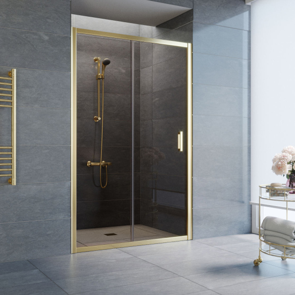 дверь для душевой кабины в нишу vegas glass zp 120 09 05 профиль золото, стекло, стекло бронза