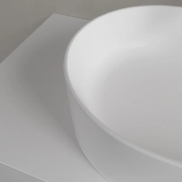 раковина villeroy & boch collaro 4a1956rw накладная, 56x36 см, stone white (белый матовый) с покрытием ceramicplus
