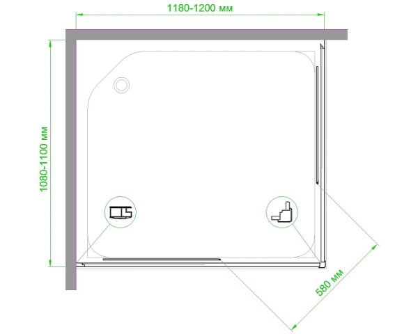 душевой уголок royal bath hpd 120х110 rb12110hpd-c-bl профиль черный, стекло матовое