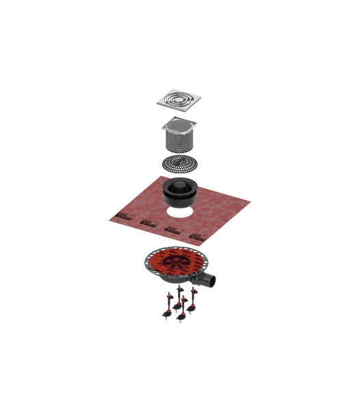 комплект точечного трапа tece drainpoint 110 kdp-s110 с сифоном dn 50, с декоративной решеткой
