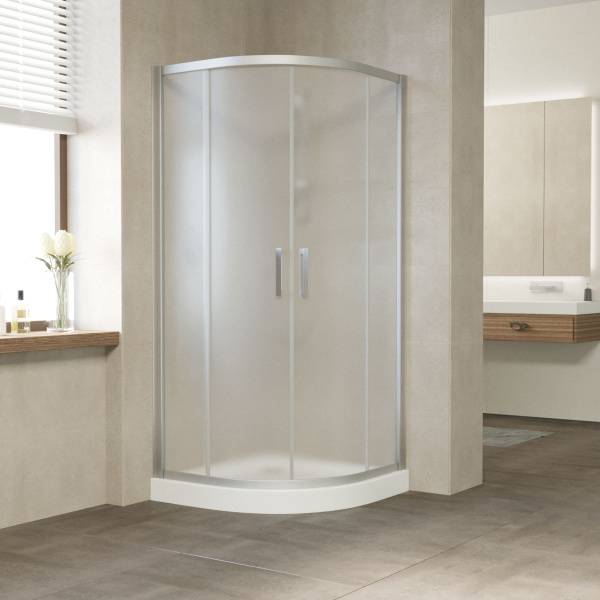 душевой уголок vegas glass zs 100 07 10 профиль матовый хром, стекло сатин