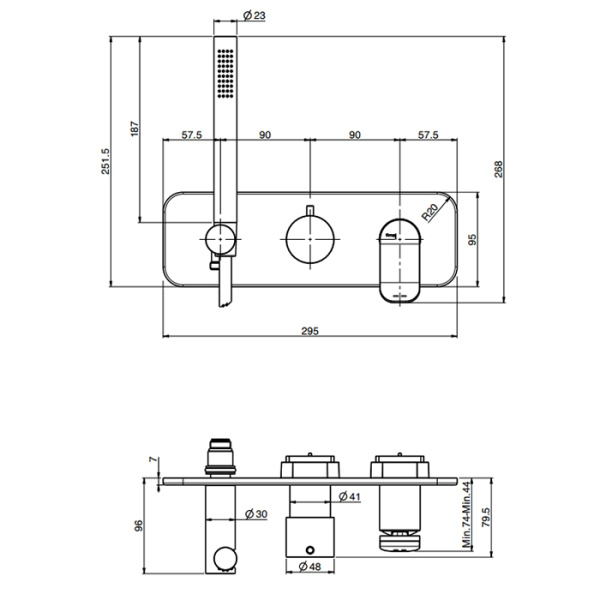 смеситель fima carlo frattini flo f3819wx2or для душа, встраиваемый, с ручным душем, с переключатем на 2 выхода, золото