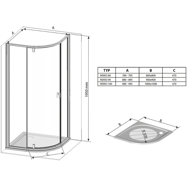 душевой уголок ravak nexty nskk3-80 80x80 3o644100z1 профиль белый стекло transparent