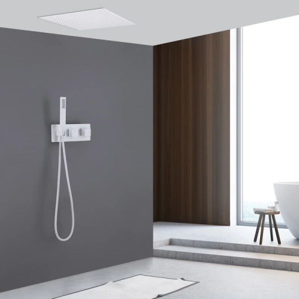 душевой комплект abber daheim af8255w 500 мм, с термостатом, белый матовый