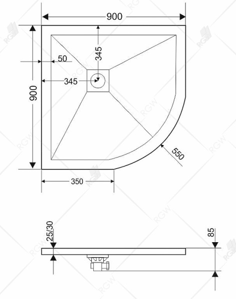 душевой поддон из искусственного камня rgw stone tray st/r-tr 90×90 16153099-11 терракот