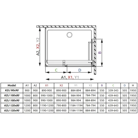душевой уголок radaway carena kdj 120 r×80 коричневое
