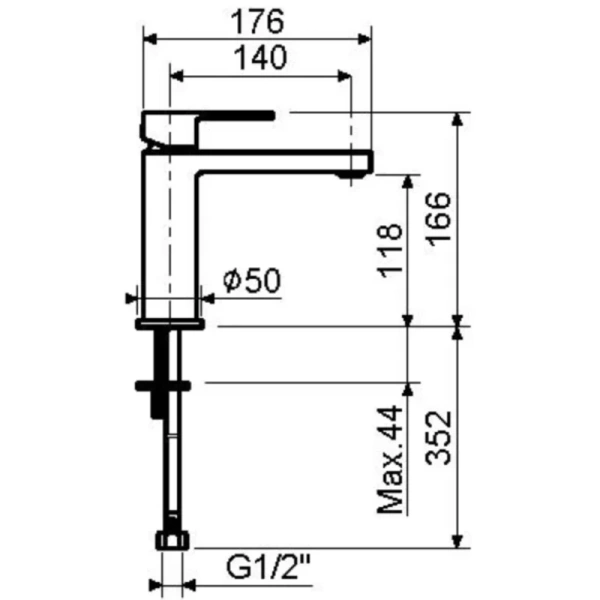 смеситель для раковины plumberia selection tag tg0053cr без донного клапана, хром