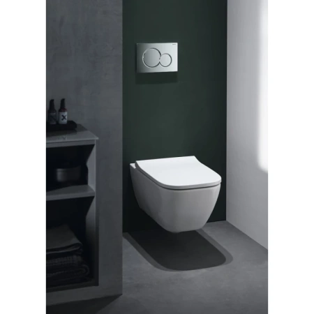 унитаз подвесной geberit smyle square 500.683.01.1 безободковый, с сидением микролифт, цвет белый