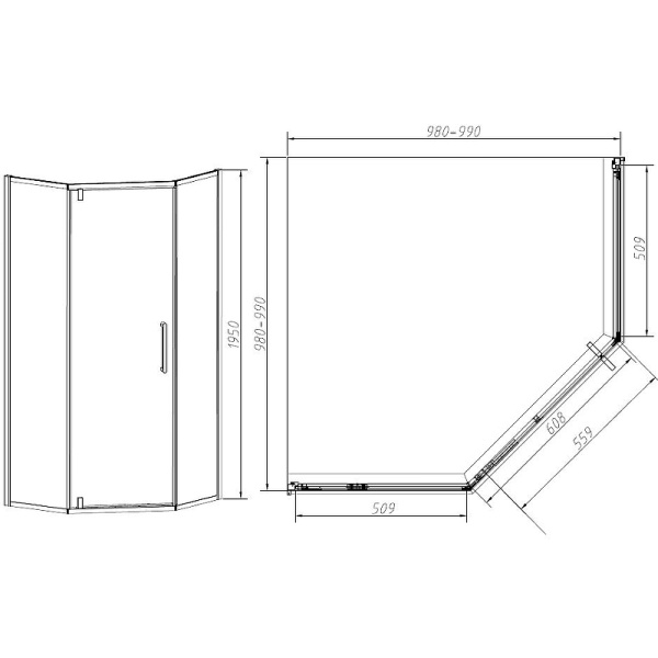 душевой уголок vincea slim-n 100×100 vsp-4sn100clgm профиль вороненая сталь, стекло прозрачное