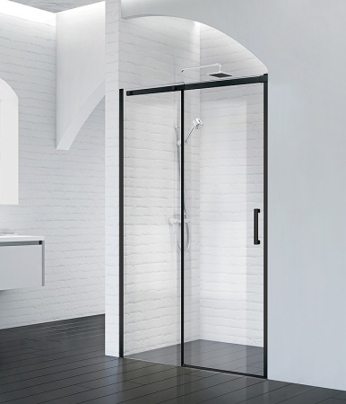 душевая дверь belbagno acqua 130 acqua-bf-1-130-c-nero профиль черный, стекло прозрачное