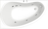 акриловая ванна bas алегра 150x90 l flat (вг00002), гидромассажная