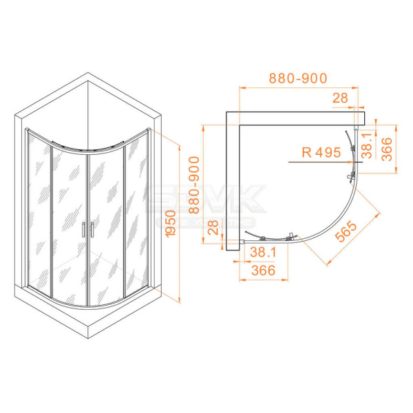 душевой уголок rgw passage pa-52b 90×90 03085299-14 профиль черный, стекло прозрачное