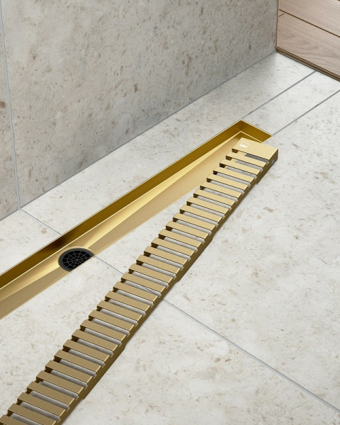 душевой лоток timo drain system 90 ds230109/17 с решеткой золото матовое
