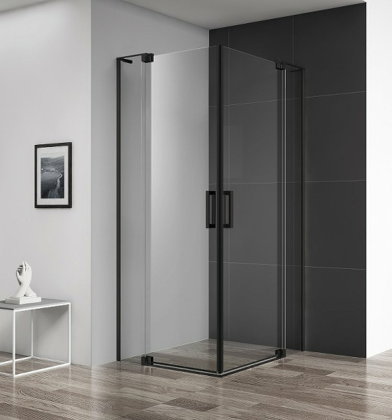 душевой уголок cezares slider 90x90 slider-a-2-80/90-c-nero профиль черный матовый стекло прозрачное