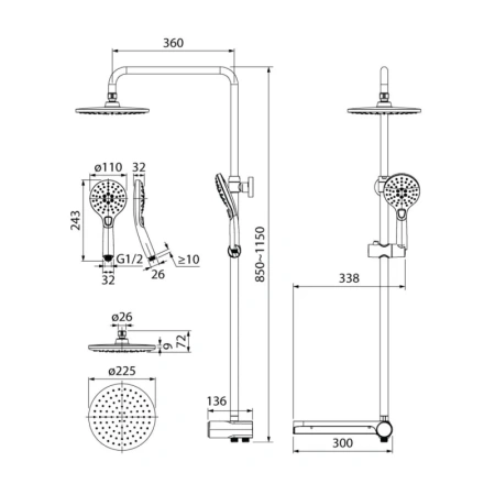 душевая стойка iddis ray rayms3fi76