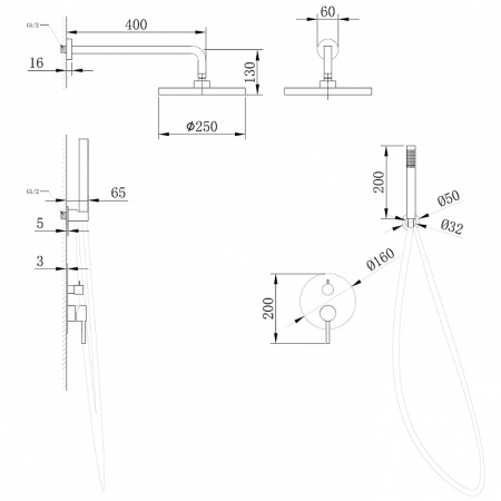 душевая система abber wasser kreis af8118rg розовое золото