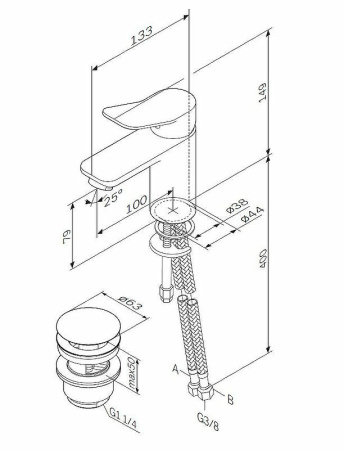 смеситель для раковины am.pm x-joy f85a82100 с донным клапаном цвет хром