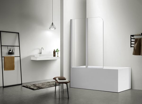 шторка на ванну aquatek 100х150 aq del sba 10015ch профиль хром, стекло прозрачное