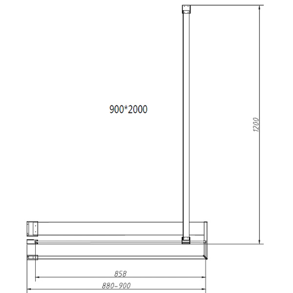 душевая перегородка vincea walk-in hr 90 vsw-4hr900clb профиль черный матовый, стекло прозрачное