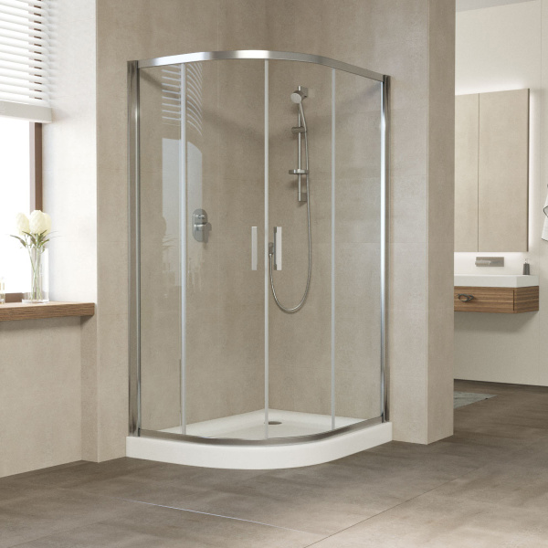 душевой уголок vegas glass zs-f 120*90 08 01 профиль глянцевый хром, стекло прозрачное