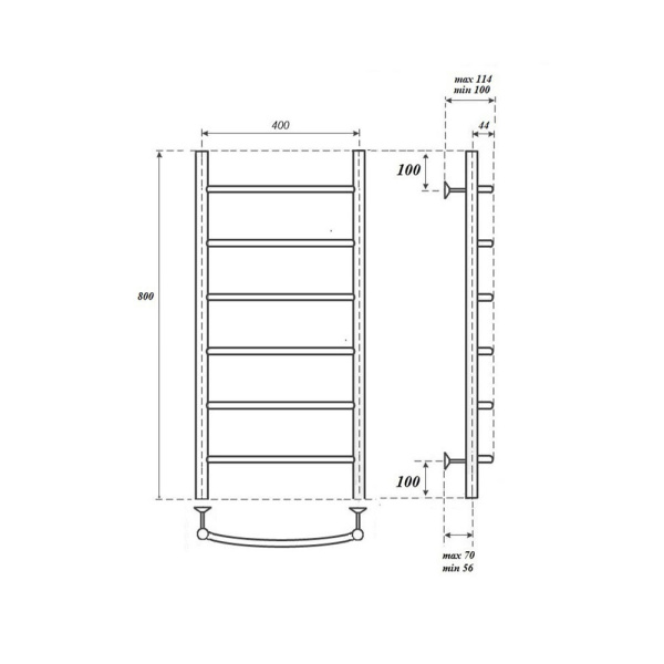 полотенцесушитель point афина п6 pn04148 водяной, 40x80 см, хром