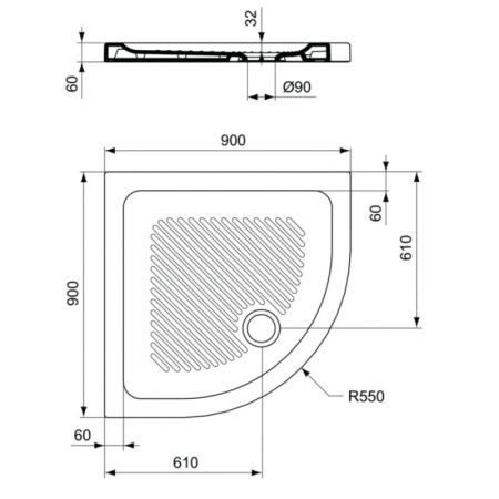 душевой поддон 90×90 см ideal standard t266801 connect