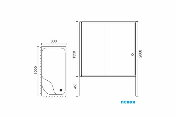 душевой уголок royal bath bp 100×80 rb8100bp-t-bl-l профиль черный, стекло прозрачное