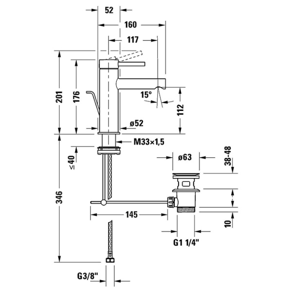 duravit circle m смеситель для раковины, на 1 отв., с донным клапаном, цвет: черный матовый duravit circle m смеситель для раковины, на 1 отв., с донным клапаном, цвет: черный матовый