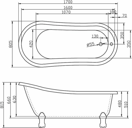 акриловая ванна belbagno 170x80 bb04 белая