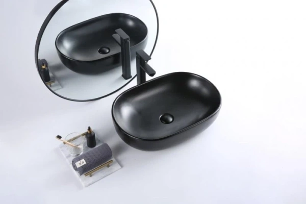 раковина накладная belbagno 60 см, bb1084-h301 чёрная матовая