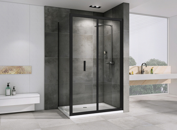 душевой уголок abber sonnenstrand 100х70 ag07100b-s70b профиль черный, стекло прозрачное