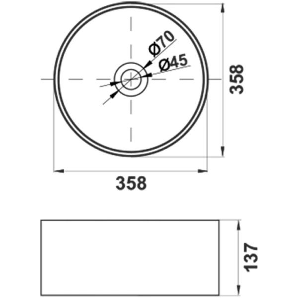 раковина melana mln-320357mg накладная, ø35.8 см, цвет серый матовый