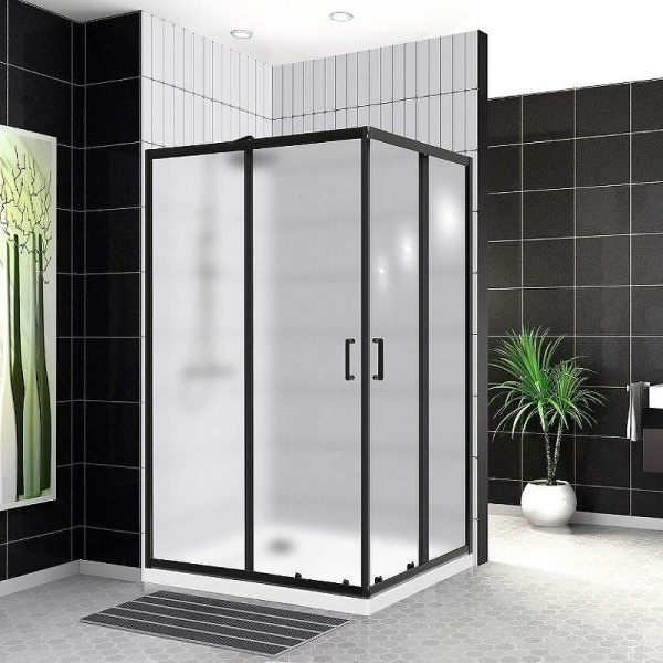 душевой уголок belbagno uno 120×90 uno-195-ah-2-120/90-p-nero профиль черный матовый, стекло рифленое