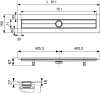 душевой лоток tece tecedrainline 600800 80 см, прямой, без крышки, с гидроизоляцией seal system, серебристый металлик