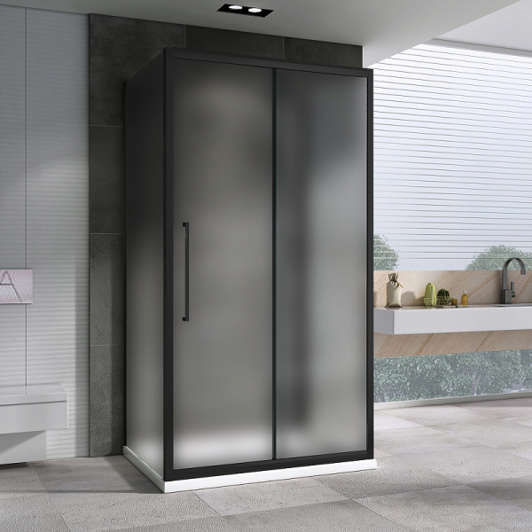 душевой уголок abber schwarzer diamant 130×80 ag30130bmхh-s80bm-s80bm профиль черный, стекло матовое