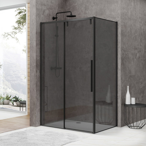 душевой уголок black&white stellar wind s898-1200х800 профиль черный, стекло матовое