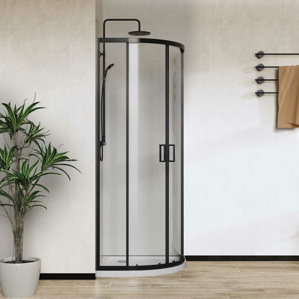 душевой уголок vincea city 90×90 vsq-5ct900clb профиль черный матовый, стекло прозрачное