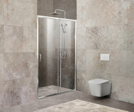 душевая дверь belbagno unique 115 unique-bf-1-100/115-c-cr профиль хром, стекло прозрачное