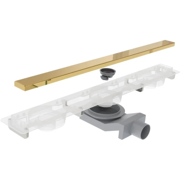 душевой трап (лоток) plumberia selection modular psm60or 60 см, с решеткой, 2 в 1 под плитку, золотой