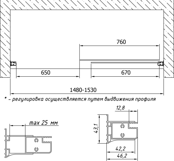 шторка на ванну vegas glass zv 150 01 10 профиль белый, стекло сатин