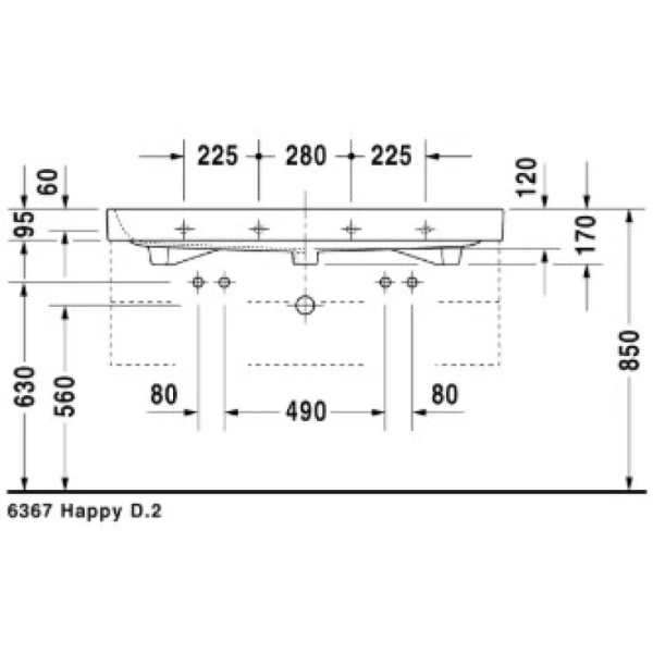 раковина полувстраиваемая duravit happy d.2 2318120024