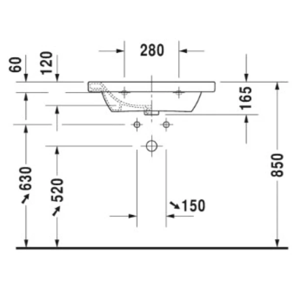 раковина подвесная 65 см duravit durastyle 2320650000
