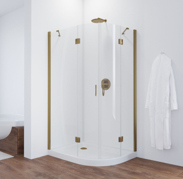 душевой уголок vegas glass afs-f 120*80 05 01 профиль бронза, стекло прозрачное