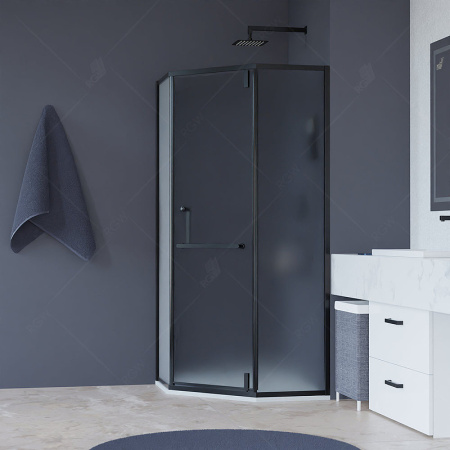 душевой уголок rgw hotel ho-084b 90×90 350608499-24 профиль черный, стекло матовое-сатинат